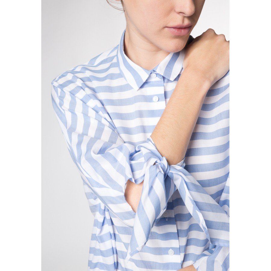 Голубая женская блуза в полоску ETERNA 6125/12/RS29/B/NOS хлопок